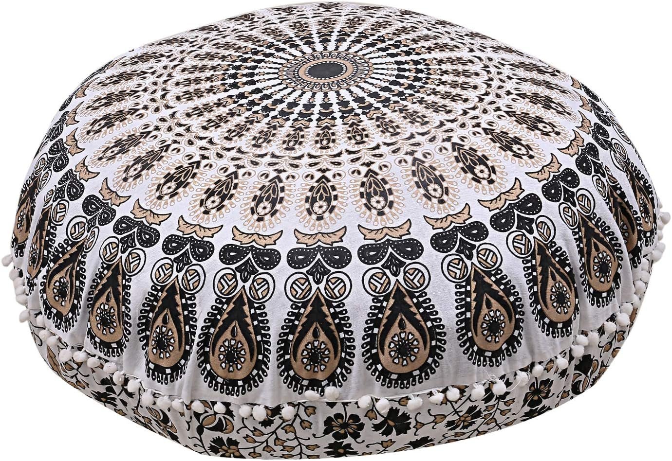Cojín mandala color blanco y dorado